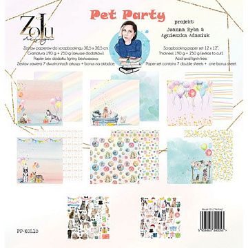 Набор бумаги 30х30 см "Pet Party", 7 листов (Zoju)